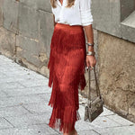 Stylish fringed slim fit skirt