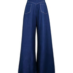 High Waisted Loose Elasticity Pockets Solid Color Zipper Jean Pants Bottoms