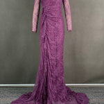 Long Sleeves Mermaid Mesh See-Through Split-Side Square-Neck Evening Dresses Maxi Dresses