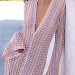 Lace Hollow Beach V-neck Low-cut Front Slit Long Dress