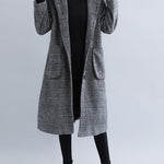 Loose Plaid Woolen Hood Coat
