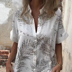 Botanical Print Casual Short-sleeved Loose Shirt
