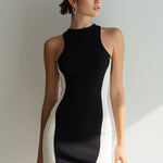 Black & Ivory Color-Block Sleeveless Bodycon Mini Dress