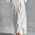 Women's Relaxed-fit White Pure Cotton Long Dress With A Cinched Waist