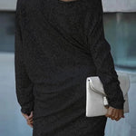 A-Line Loose Asymmetric Sequined Solid Color One-Shoulder Mini Dresses