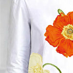 High-low Loose Flower Print Split-Joint Stand Collar T-Shirts Tops