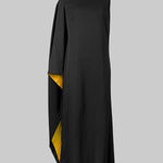 Irregularity Asymmetric Contrast Color Round-Neck Maxi Dresses