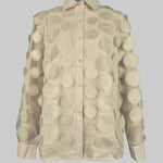 Long Sleeves Loose Buttoned Mesh Polka-Dot Split-Joint Lapel Blouses&Shirts Tops