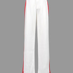 Loose Straight Leg Contrast Color Split-Joint Striped Pants Trousers