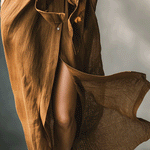 Women's Vintage Brown Blend Shirt Maxi Dress