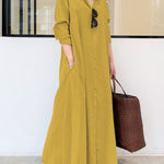 Original Solid Color Lapel Shirt Dress