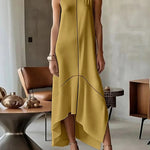 Sleeveless Split-Joint Split-Side High Neck Maxi Dresses