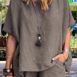 Fashion temperament loose short-sleeved shorts two-piece set