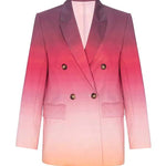 Sunset Dinner Gradient Print Button Lapel Blazer and Pocketed Wide Leg Pants Set