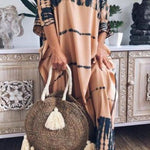 Loose round neck printed maxi dress