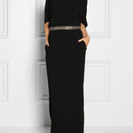 Half Sleeves Loose Rhine Stones Split-Joint Round-Neck Maxi Dresses