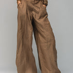 Bohemian Cotton Sleeveless Shirt & Wide-leg Pants Set With Lace Trim