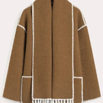 Scarf-Neckline Felt Woolen Coat