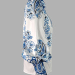 Long Sleeves Loose Buttoned Flower Print V-Neck Blouses&Shirts Tops