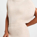 Book Club Knit Turtleneck Cap Sleeve Slit Sweater Midi Dress
