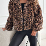 Retro leopard print plush short coat