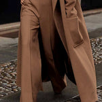 Loose Straight Leg High-Waisted Solid Color Split-Joint Pants Trousers