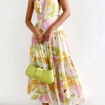 Mid-length off-the-shoulder sleeveless midi dress