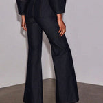 High Waisted Wide Leg Pockets Solid Color Jean Pants Bottoms
