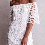 Strapless one-shoulder hollow dress INS casual party dress skirt