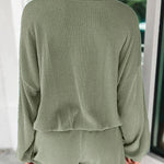 Corded V Neck Slouchy Top & Pocketed Shorts Set