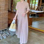 Urban Ruffled Split-Joint High Waisted Short Sleeves Midi Dress