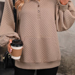 Lapel textured pullover sweatshirt
