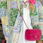 Printed Quilted Short Contrast Color Cotton Coat