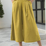 Skirts, Cotton-feel, Elastic Waist, Wide-leg, Nine-point Trousers, Pocket Workwear, Casual Pants, Loose