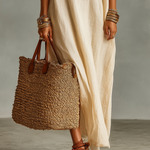Women's Minimalist Loose-fitting Embroidered Short-sleeved Maxi Dress