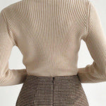 Long Sleeves Skinny Solid Color High Neck Pullovers Sweater Sweater Tops