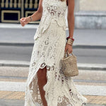 Sleeveless Hollow-Out Crochet Maxi Dress Set