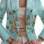 Art print double-breasted blazer