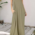 SOLID COLOR POCKET SLING VEST DRESS