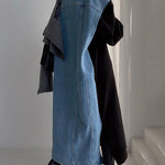 Original Loose Long Sleeves Letter Print Split-Side Split-Joint Round-Neck Midi Dresses
