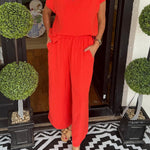 Women's Summer Casual Lightweight V-Neck Two piece Set