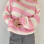 Loose Striped Fashionable All-match Long Sleeve Knitted Sweater