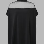 Batwing Sleeves See-Through High-Neck Blouses&Shirts Tops