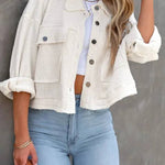 Women's Waffle Cardigan Short Top Jacket