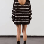Time for Warmer Layers Fluffy Stripes Relaxed Knit Sweater