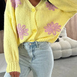 Embroidered Floral V-neck Long-sleeved Button-knit Cardigan