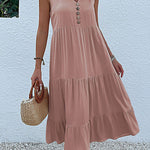 Sleeveless loose casual solid color vest dress
