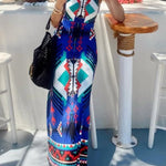 Unique Printed Round Neck Sleeveless Holiday Maxi Dress