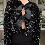 Two Ways To Celebrate Tie-front Bow Sequined Jacket