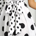 Long Sleeves Loose Contrast Color Polka-Dot Tied Waist One-Shoulder Maxi Dresses